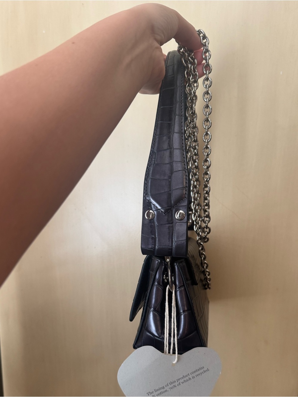 Vivienne Westwood Black Croc-Embossed Handbag - Picture 8 of 10